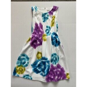 Calvin Klein Dress Size 6 Scuba Ponte Fit Flare Trapeze Floral Office Tye Dye